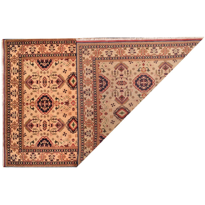 Beige Afghan Baluchi Rug 6' 5" x 10' " Hand-Knotted | No. AL53248