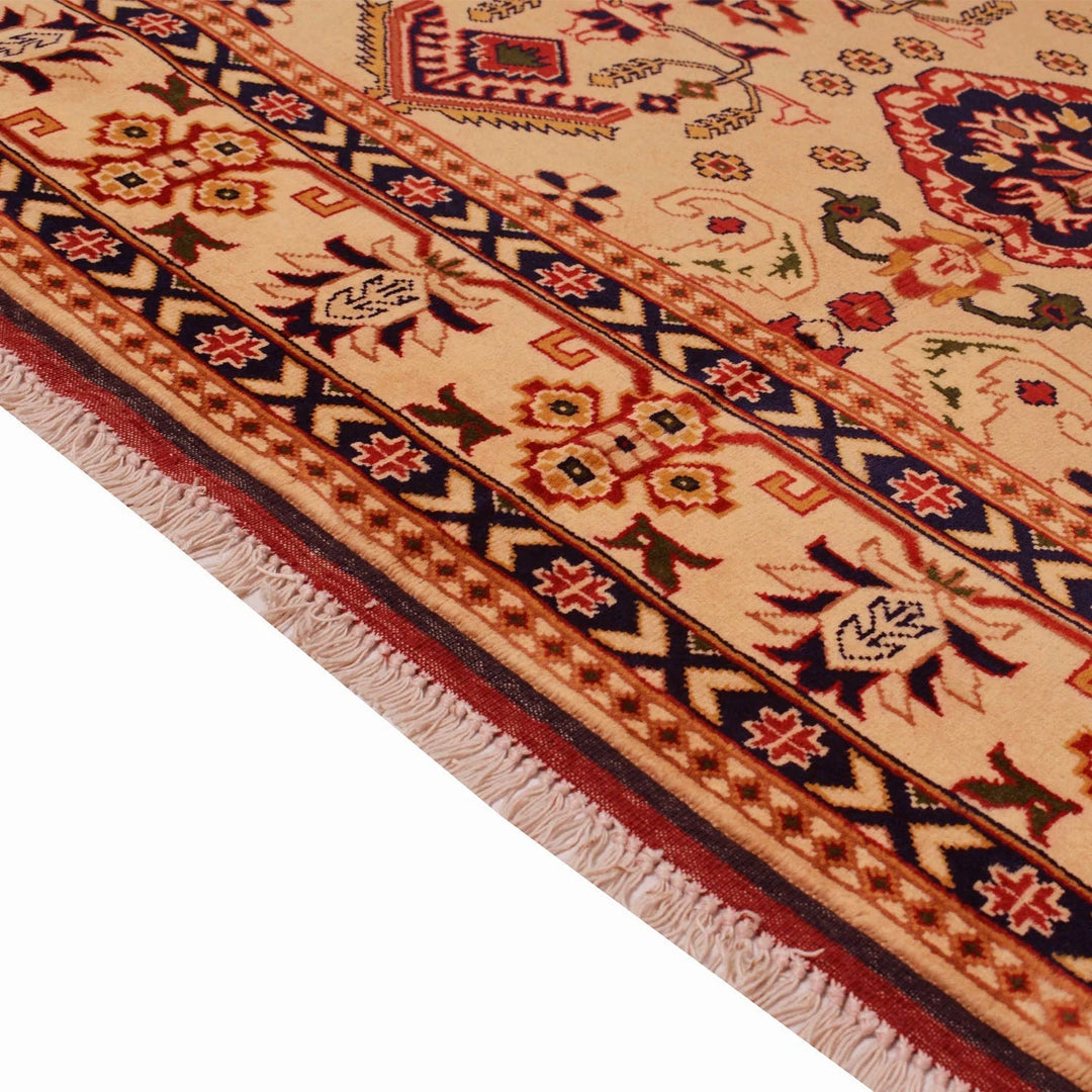 Beige Afghan Baluchi Rug 6' 5" x 10' " Hand-Knotted | No. AL53248