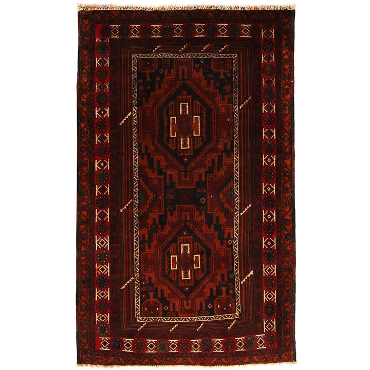 Afghan Baluchi Rug 4' 1" x 6' 6" Hand-Knotted | No. AL53287