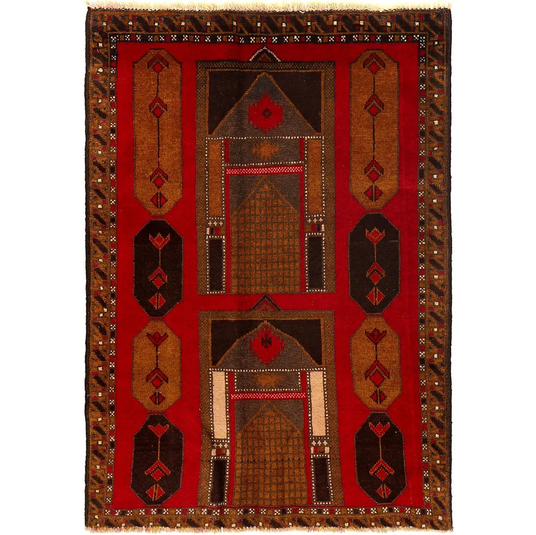 Afghan Baluchi Rug 3' 1" x 4' 3" Hand-Knotted | No. AL53301