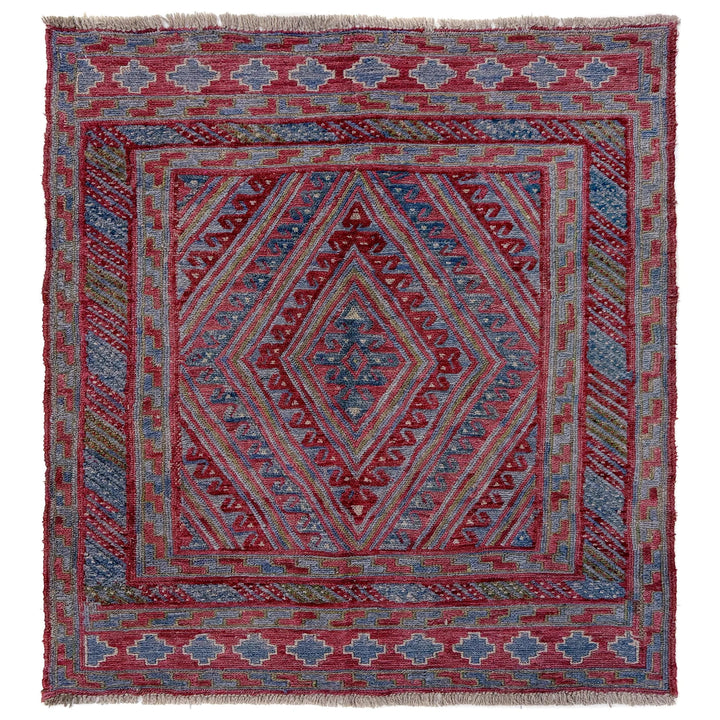 Multicolor Afghan Mashwani Rug 3' 8" x 4' 2" Hand-Knotted | No. AL53410