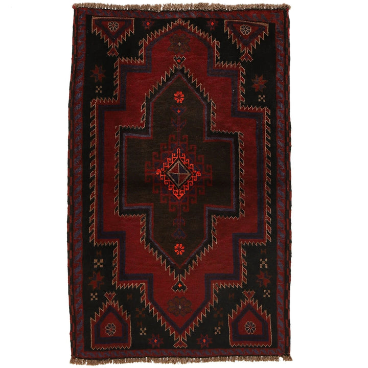 Afghan Baluchi Rug 3' 0" x 4' 6" Hand-Knotted | No. AL53416