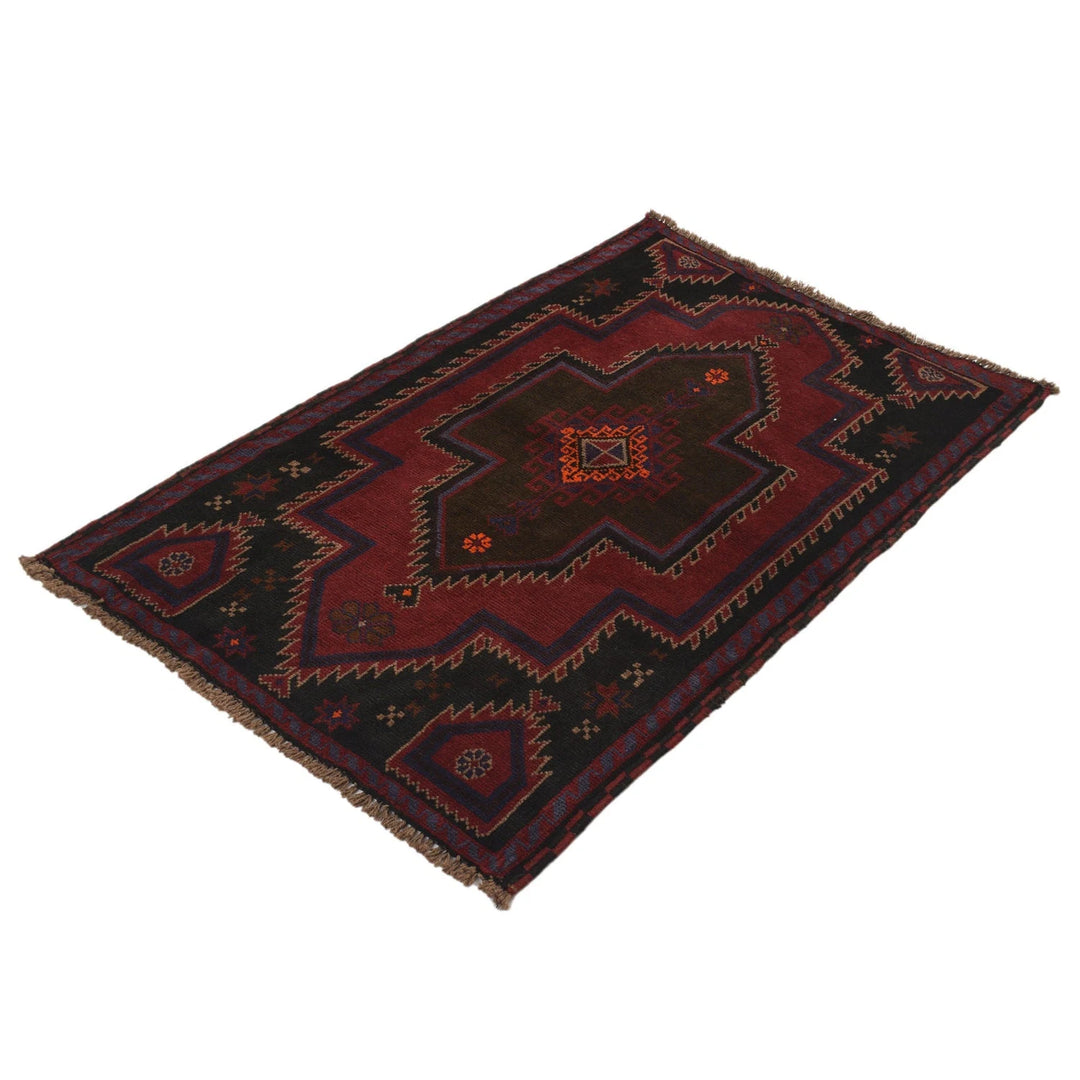 Afghan Baluchi Rug 3' 0" x 4' 6" Hand-Knotted | No. AL53416