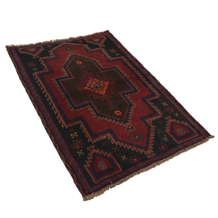 Afghan Baluchi Rug 3' 0" x 4' 6" Hand-Knotted | No. AL53416