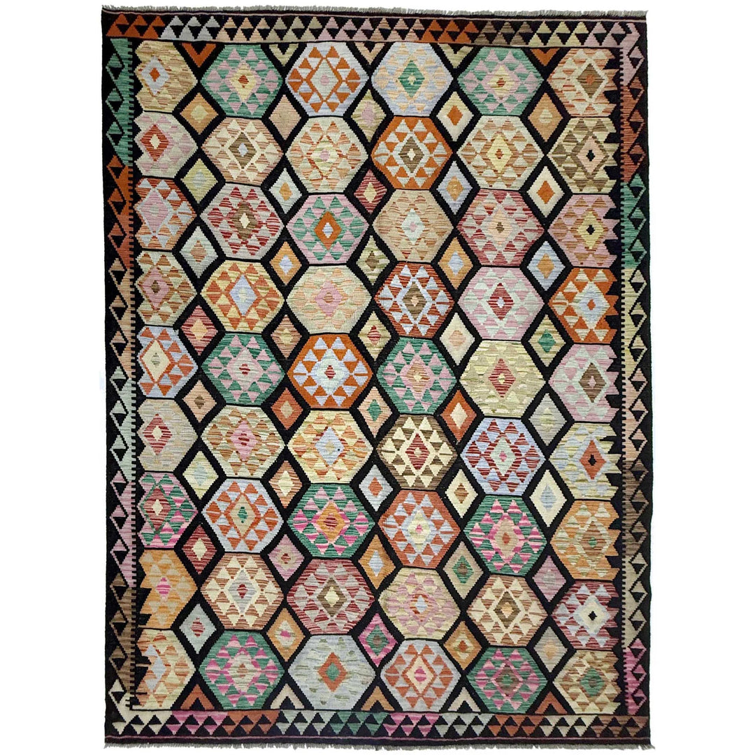 Afghan Vegetable Kilim Rug 6' 7" x 9' 11" Flat-Weave | No. AL534531