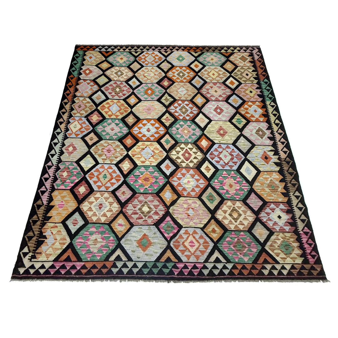 Afghan Vegetable Kilim Rug 6' 7" x 9' 11" Flat-Weave | No. AL534531