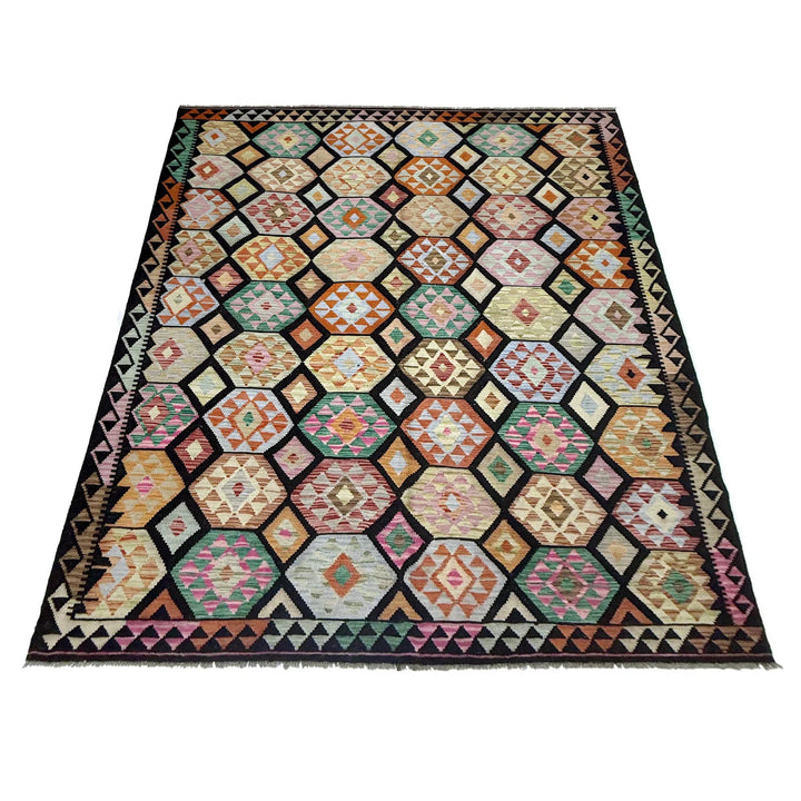 Afghan Vegetable Kilim Rug 6' 7" x 9' 11" Flat-Weave | No. AL534531