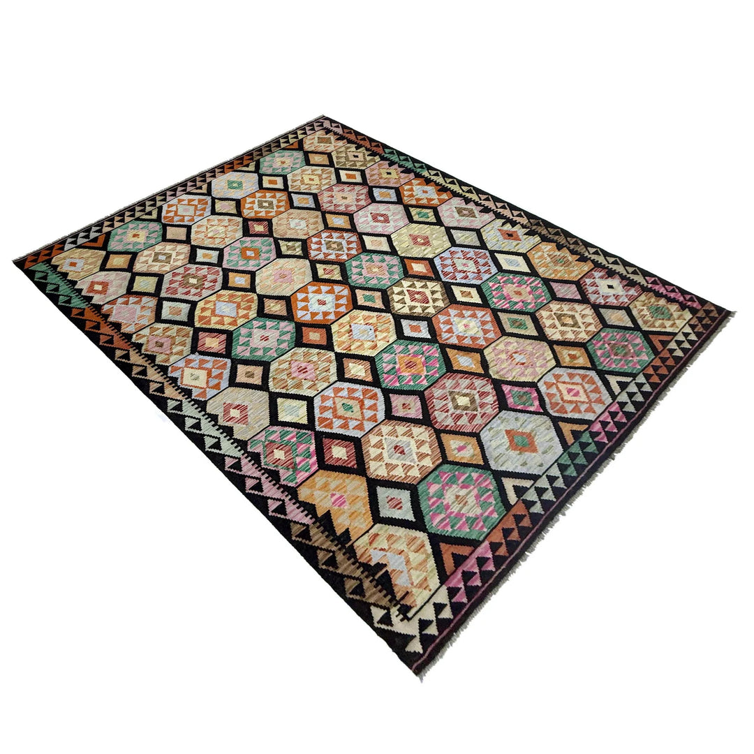 Afghan Vegetable Kilim Rug 6' 7" x 9' 11" Flat-Weave | No. AL534531