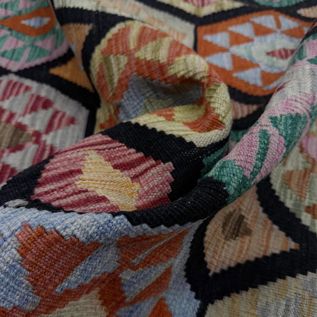 Afghan Vegetable Kilim Rug 6' 7" x 9' 11" Flat-Weave | No. AL534531