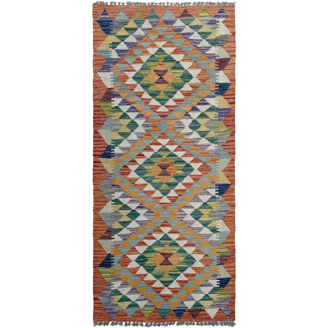 Afghan Vegetable Kilim Rug 2' 6" x 6' 2" Flat-Weave | No. AL534905