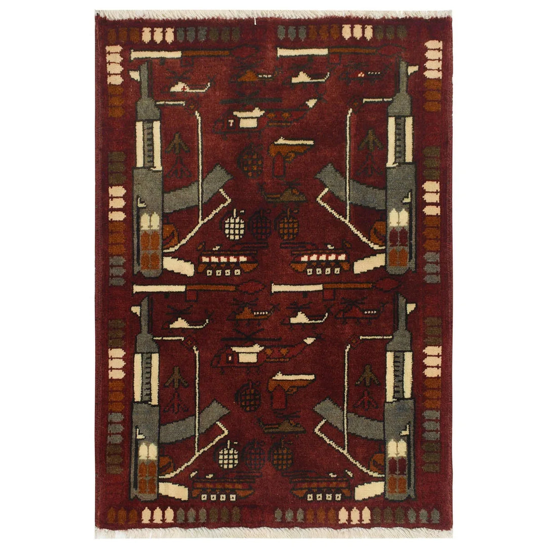 Afghan War Rug 2' x 2'8" - No. AL53548
