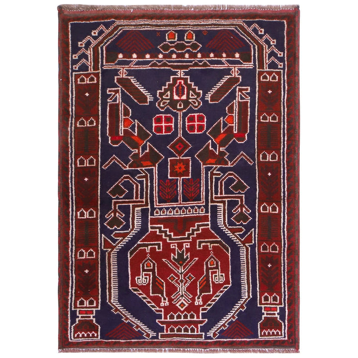 Afghan Baluchi Rug 2' 11" x 4' 9" Hand-Knotted | No. AL53550