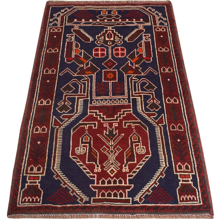 Afghan Baluchi Rug 2' 11" x 4' 9" Hand-Knotted | No. AL53550
