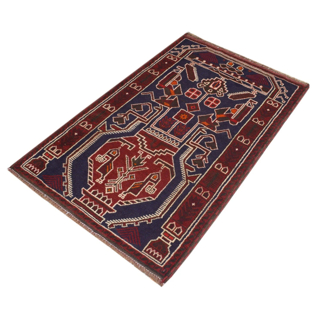 Afghan Baluchi Rug 2' 11" x 4' 9" Hand-Knotted | No. AL53550