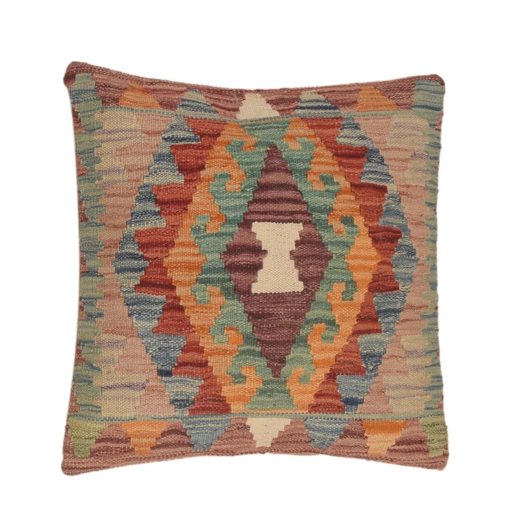 Afghan Kilim Cushion Cover 1' 6" x 1' 6" Flat-Weave | No. AL53575