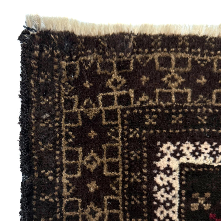 Red Afghan Baluchi Rug 3' 1" x 4' 4" Hand-Knotted | No. AL53653