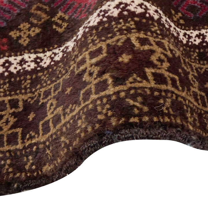 Red Afghan Baluchi Rug 3' 1" x 4' 4" Hand-Knotted | No. AL53653