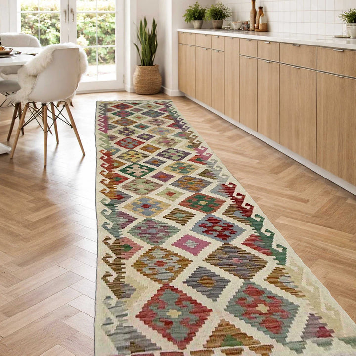 Afghan Vegetable Kilim Rug 2' 6" x 9' 6" Flat-Weave | No. AL53656