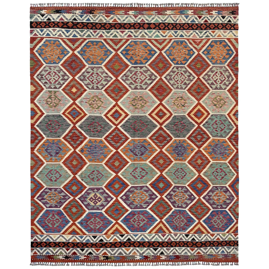 Afghan Vegetable Kilim Rug 8' 4" x 10' 0" Flat-Weave | No. AL53670