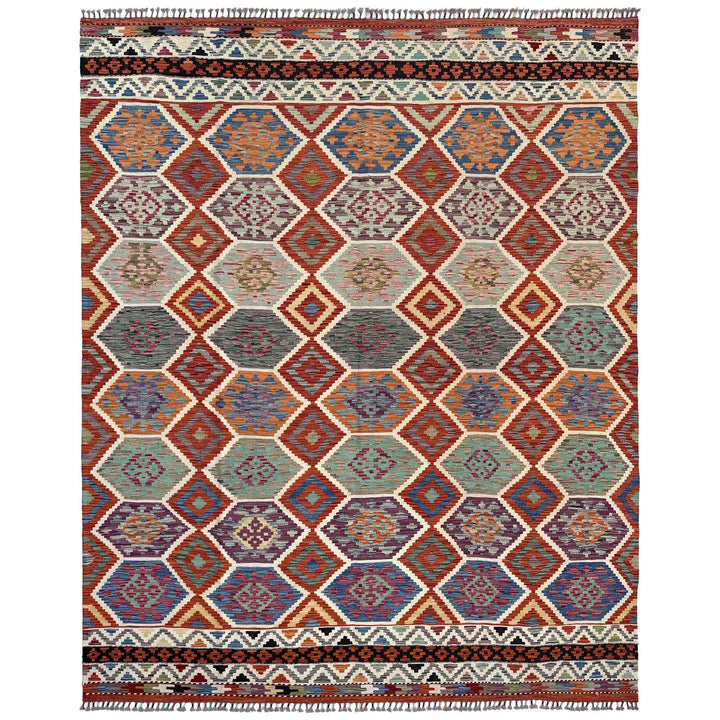 Afghan Vegetable Kilim Rug 8' 4" x 10' 0" Flat-Weave | No. AL53670