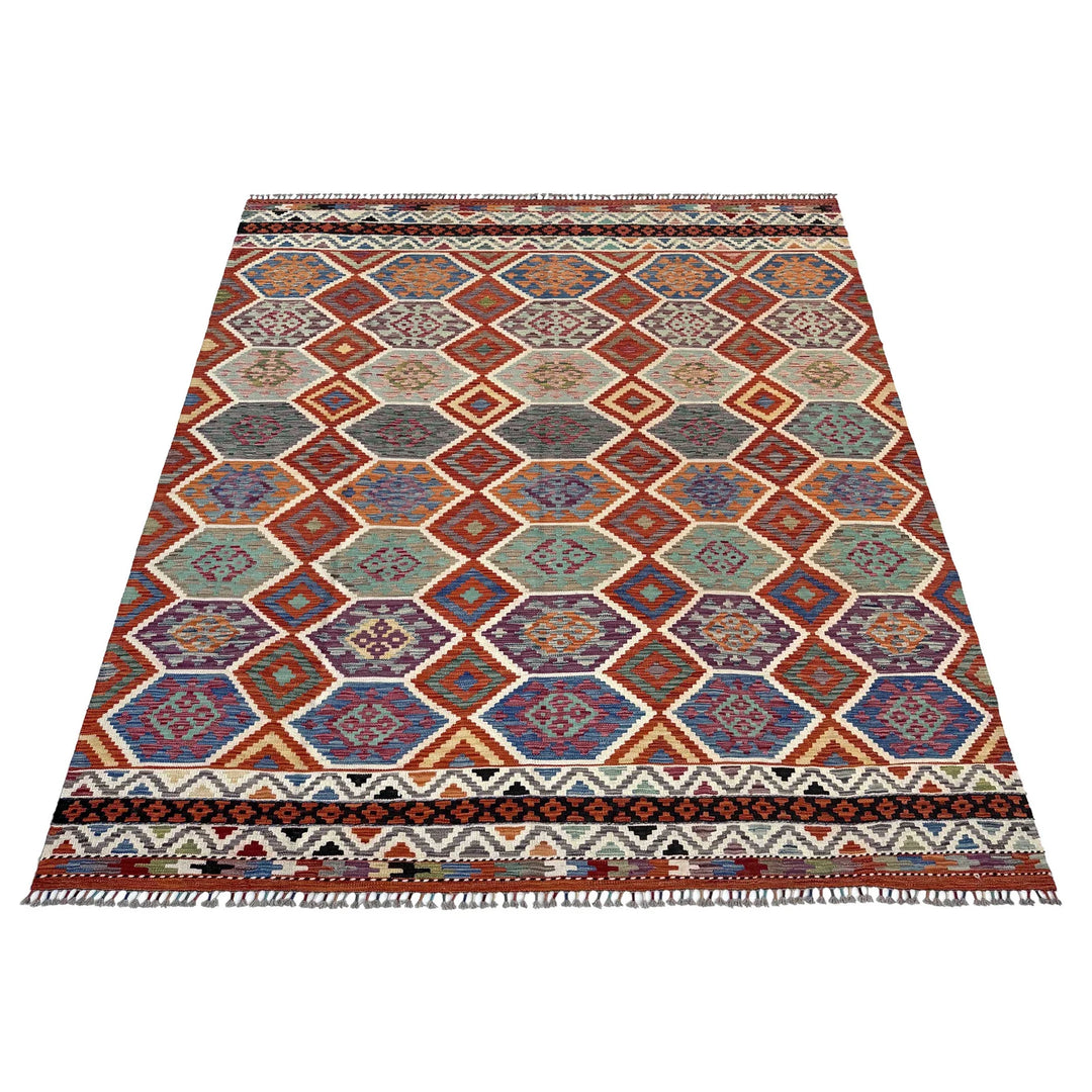 Afghan Vegetable Kilim Rug 8' 4" x 10' 0" Flat-Weave | No. AL53670
