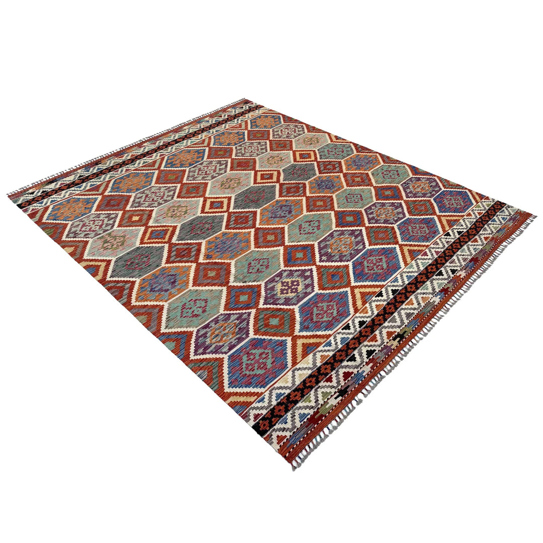 Afghan Vegetable Kilim Rug 8' 4" x 10' 0" Flat-Weave | No. AL53670