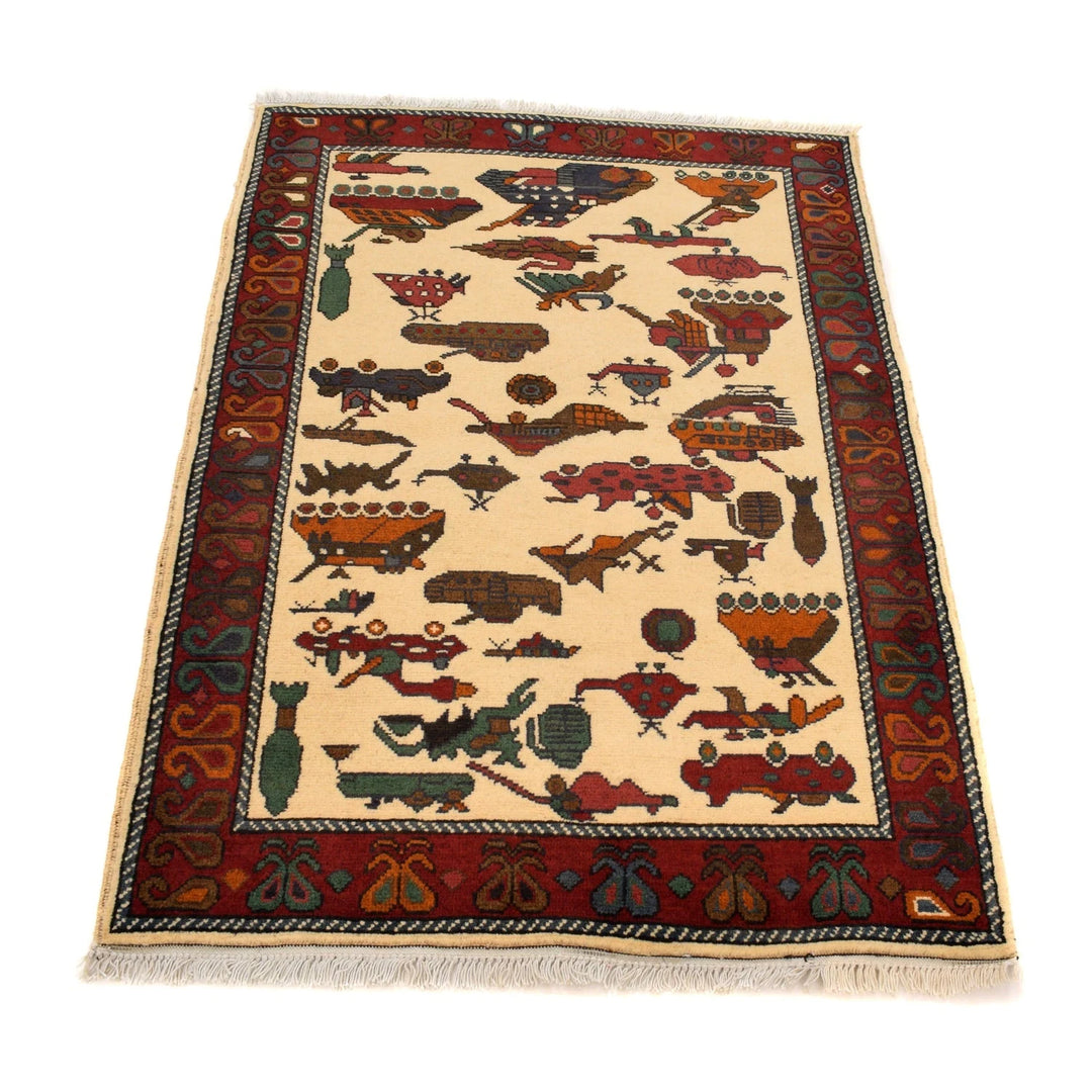 Afghan War Rug 2' 7" x 4' 1" Hand-Knotted | No. AL53725