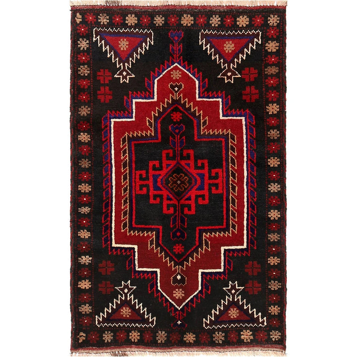 Black Afghan Baluchi Rug 2' 9" x 4' 5" Hand-Knotted | No. AL53735