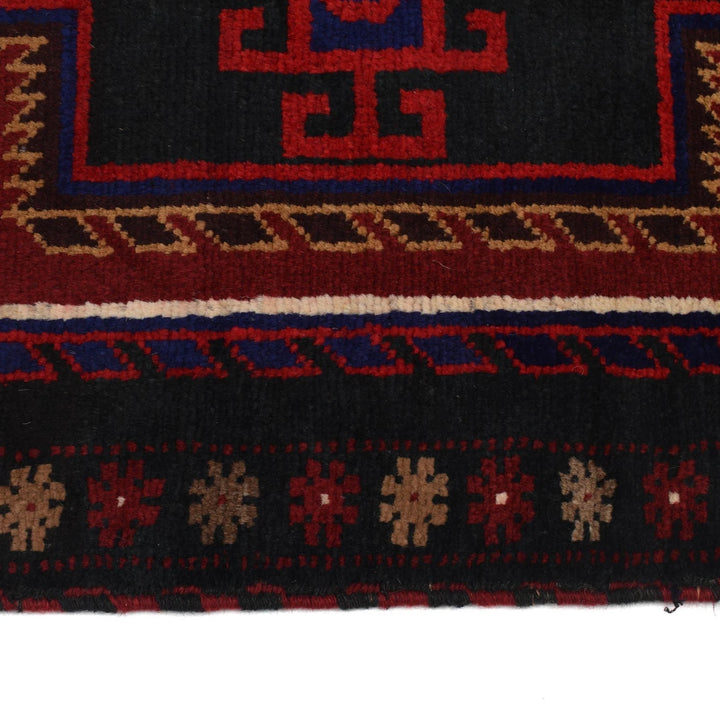 Black Afghan Baluchi Rug 2' 9" x 4' 5" Hand-Knotted | No. AL53735