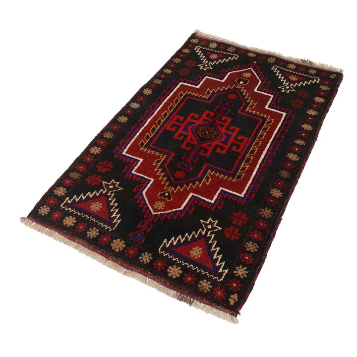 Black Afghan Baluchi Rug 2' 9" x 4' 5" Hand-Knotted | No. AL53735