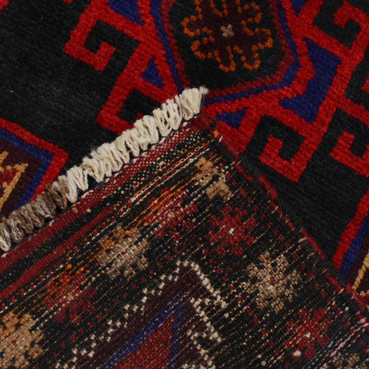 Black Afghan Baluchi Rug 2' 9" x 4' 5" Hand-Knotted | No. AL53735