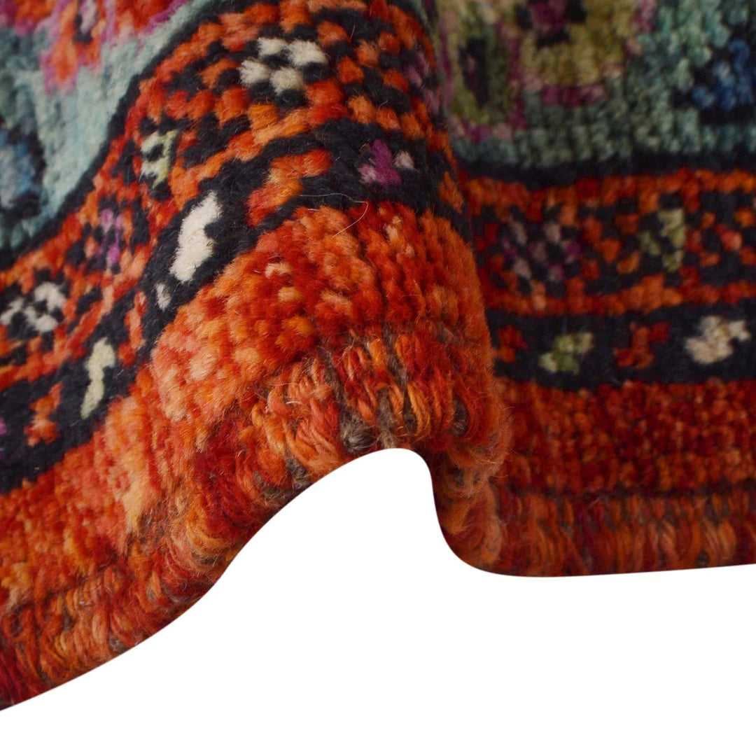 Red Afghan Shirazi Rug 5' 9" x 7' 8" Hand-Knotted | No. AL53738