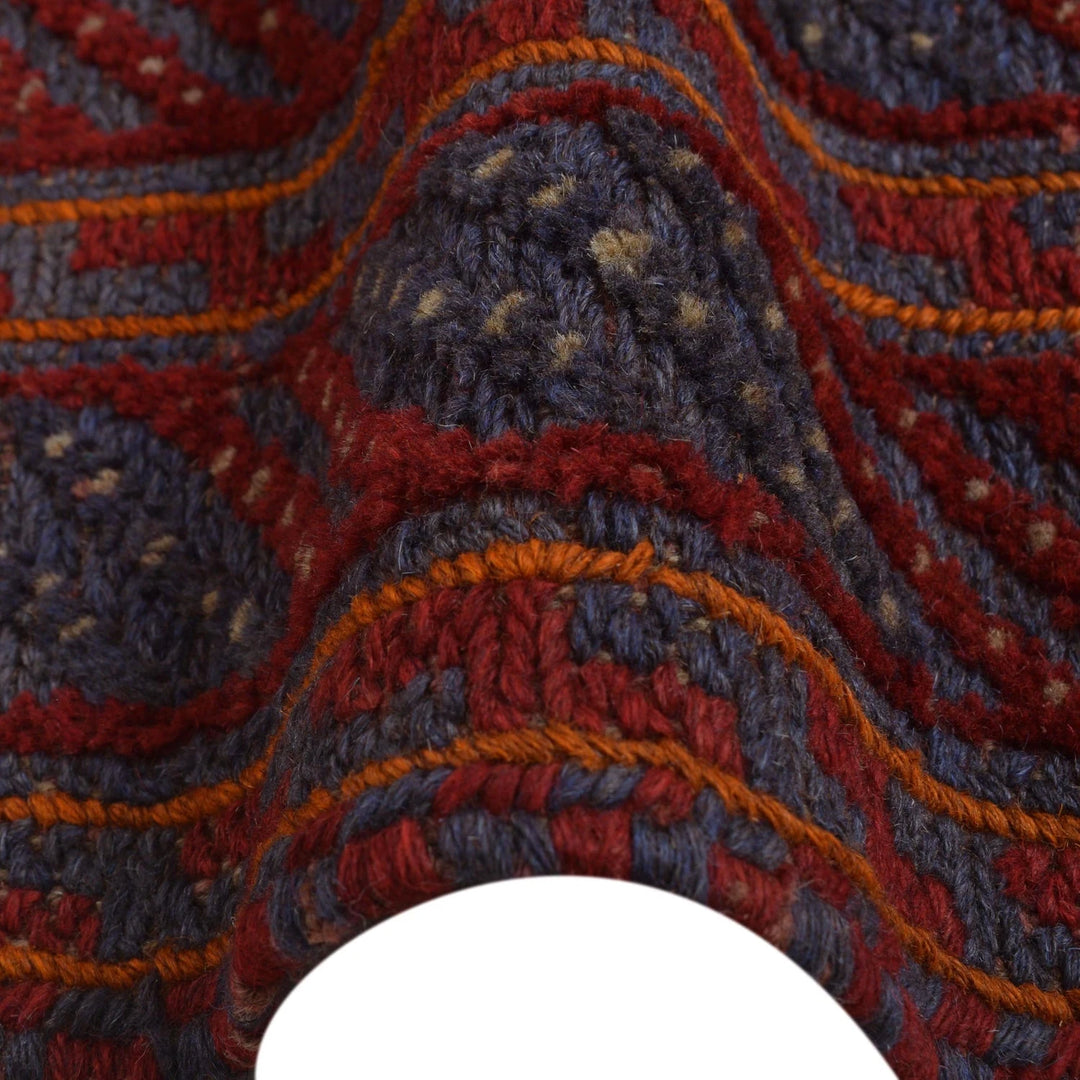 Red Afghan Mashwani Rug 4' 11" x 5' 10" Hand-Knotted | No. AL53920
