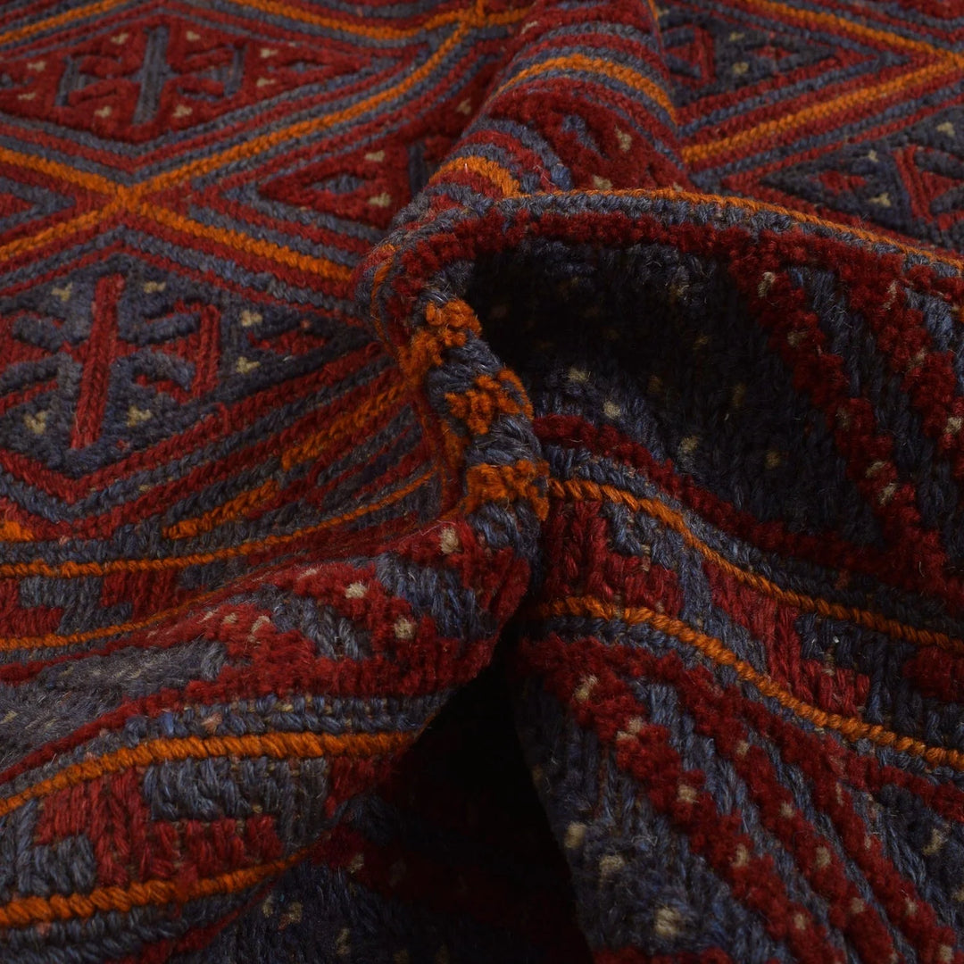 Red Afghan Mashwani Rug 4' 11" x 5' 10" Hand-Knotted | No. AL53920
