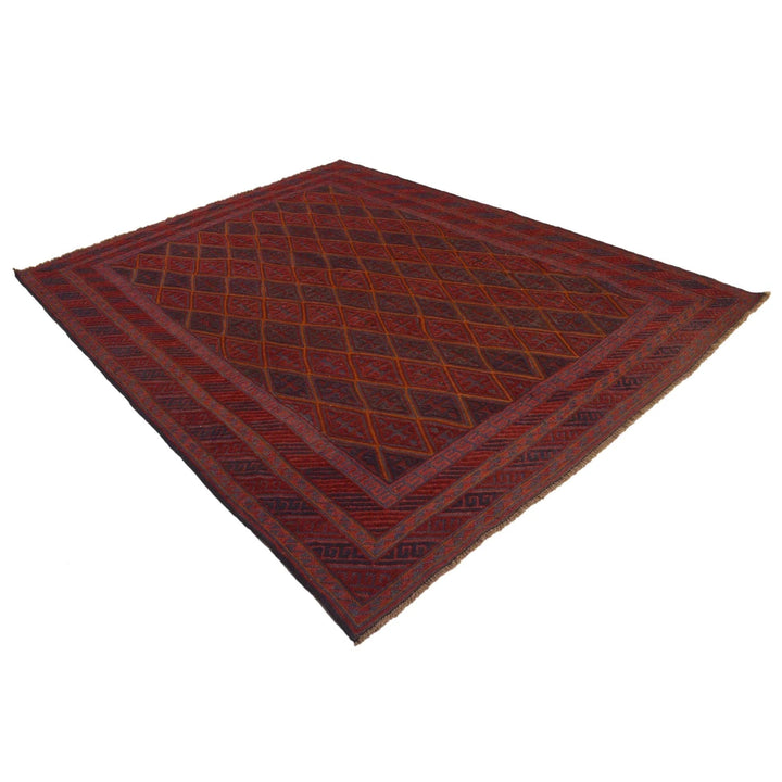 Red Afghan Mashwani Rug 7' 2" x 8' 10" Hand-Knotted | No. AL54020