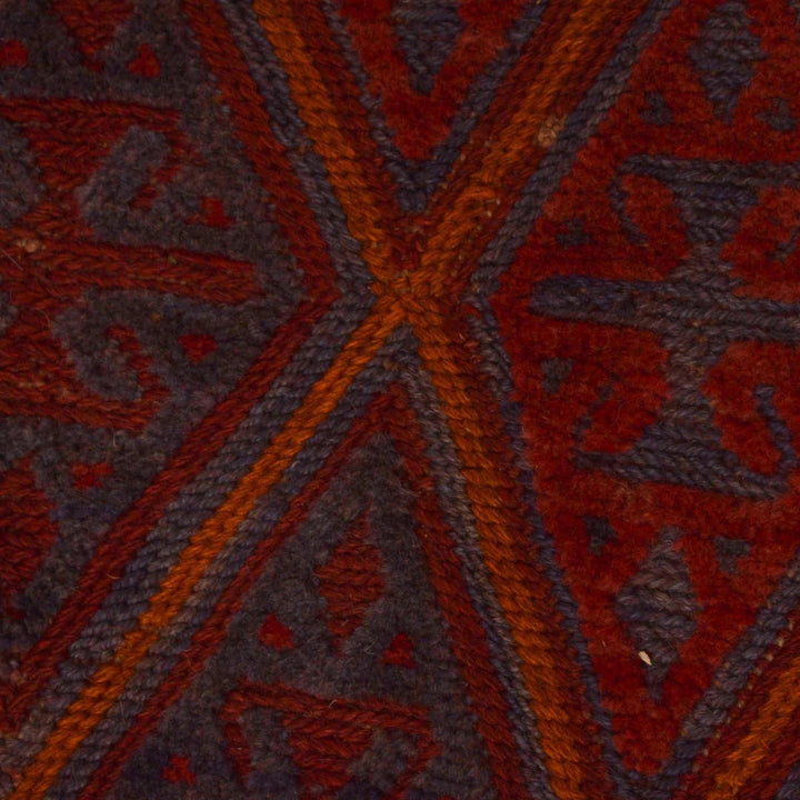 Red Afghan Mashwani Rug 7' 2" x 8' 10" Hand-Knotted | No. AL54020
