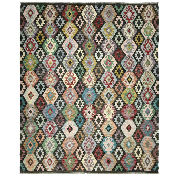 Afghan Vegetable Kilim Rug 6' 8" x 9' 8" Flat-Weave | No. AL540773