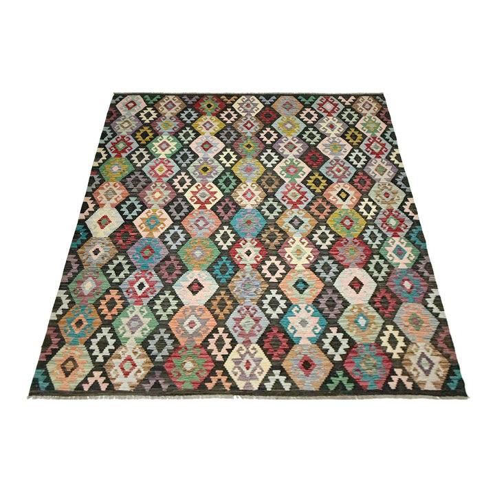 Afghan Vegetable Kilim Rug 6' 8" x 9' 8" Flat-Weave | No. AL540773