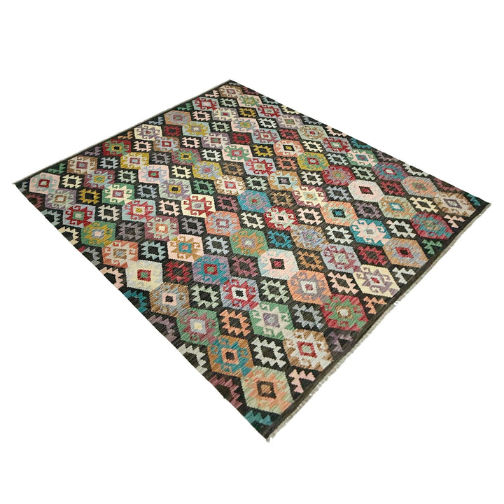Afghan Vegetable Kilim Rug 6' 8" x 9' 8" Flat-Weave | No. AL540773