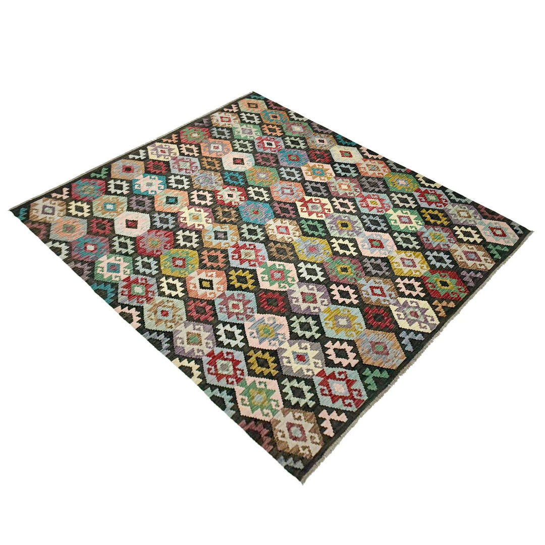 Afghan Vegetable Kilim Rug 6' 8" x 9' 8" Flat-Weave | No. AL540773