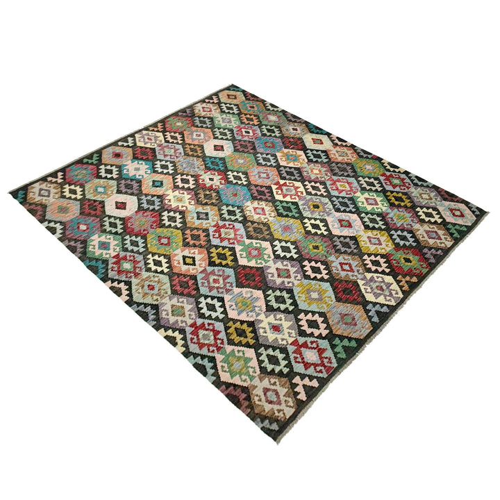 Afghan Vegetable Kilim Rug 6' 8" x 9' 8" Flat-Weave | No. AL540773
