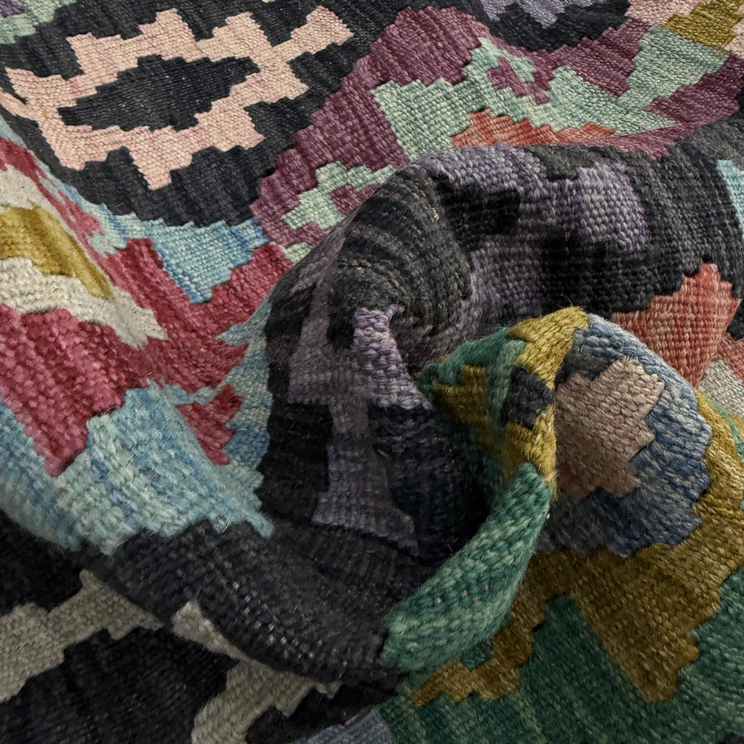 Afghan Vegetable Kilim Rug 6' 8" x 9' 8" Flat-Weave | No. AL540773