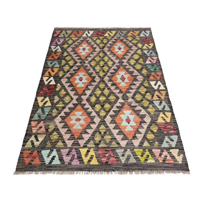 Afghan Vegetable Kilim Rug 3' 5" x 5' 1" Flat-Weave | No. AL541019