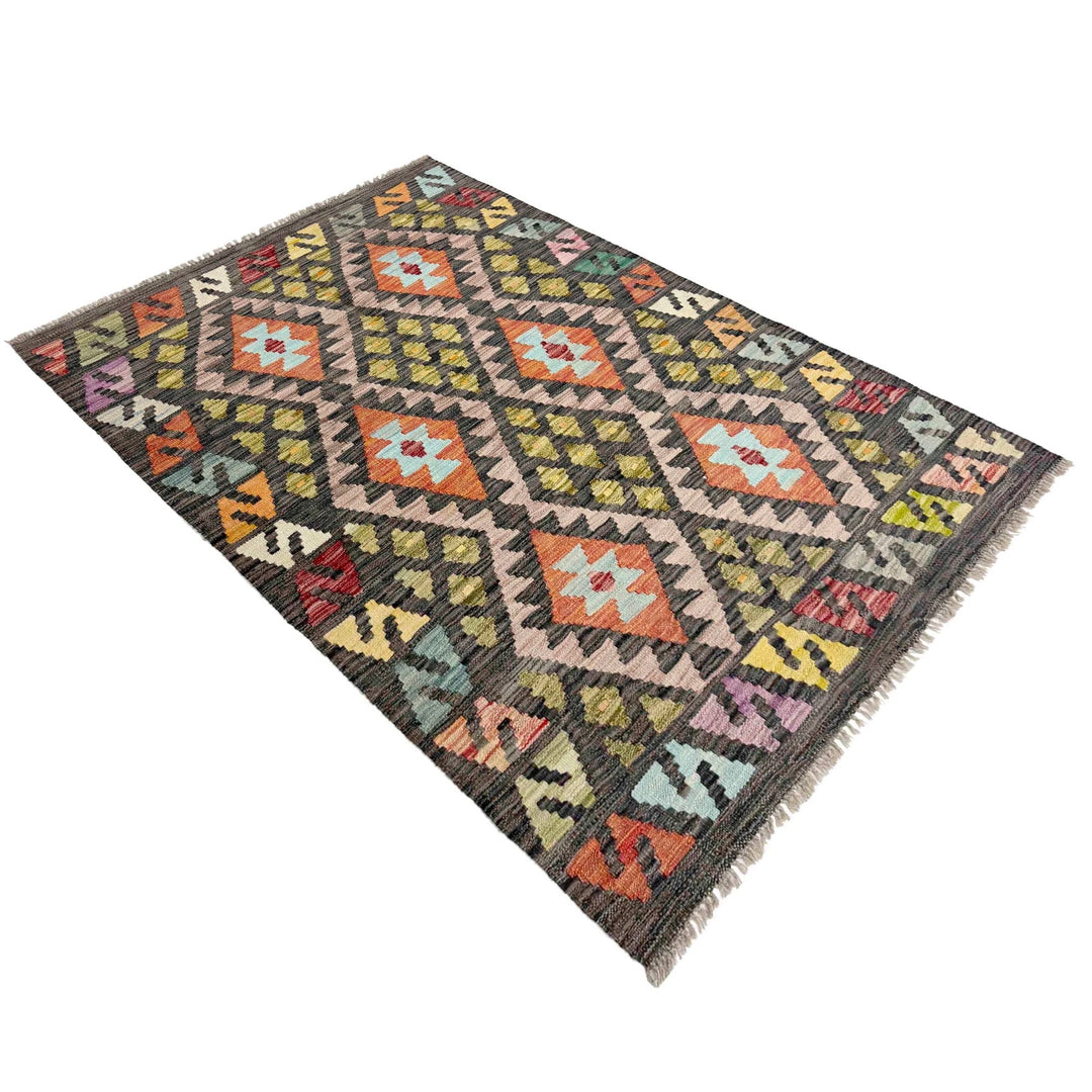 Afghan Vegetable Kilim Rug 3' 5" x 5' 1" Flat-Weave | No. AL541019
