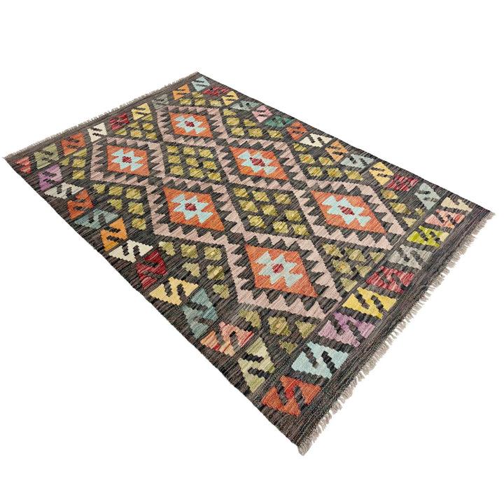Afghan Vegetable Kilim Rug 3' 5" x 5' 1" Flat-Weave | No. AL541019