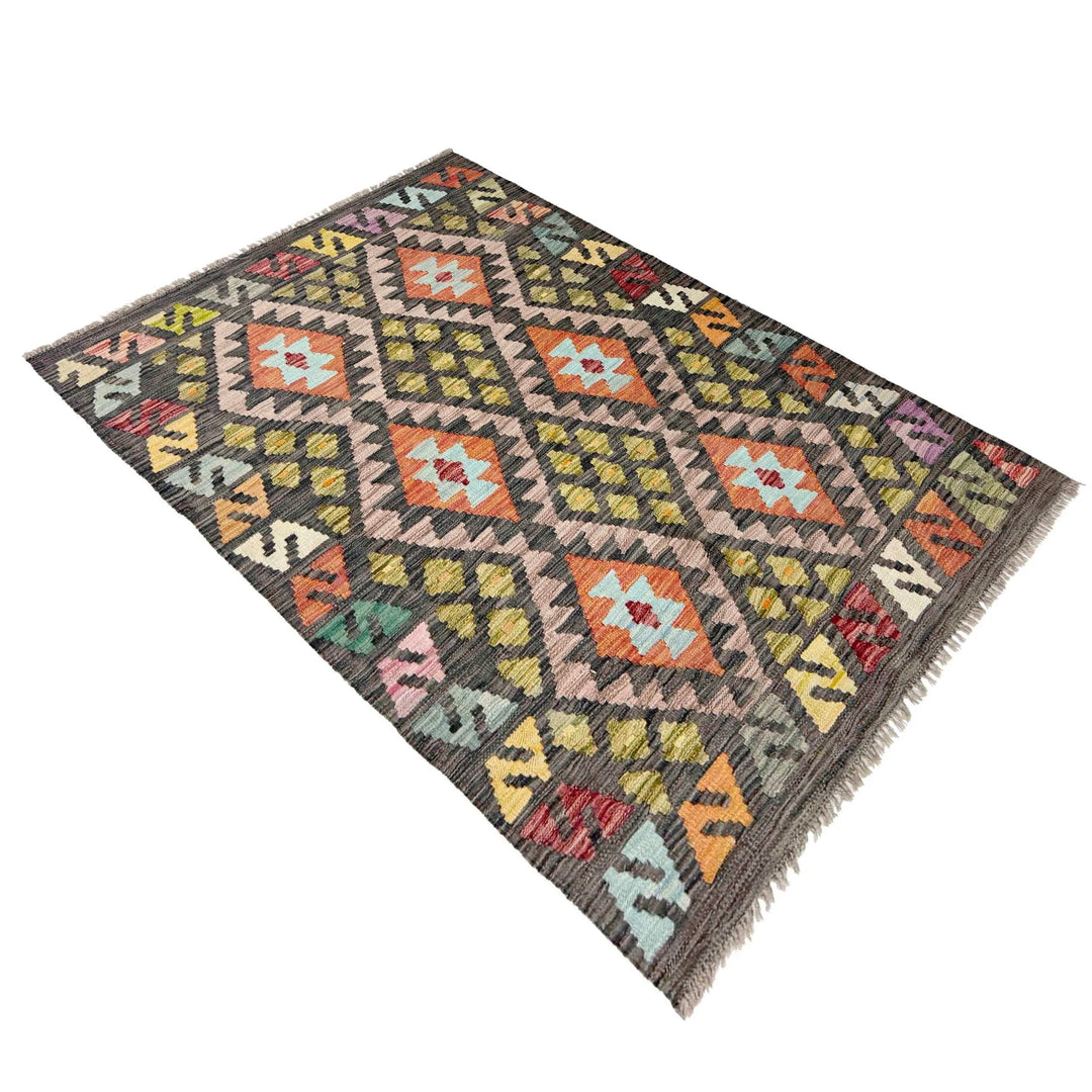 Afghan Vegetable Kilim Rug 3' 5" x 5' 1" Flat-Weave | No. AL541019
