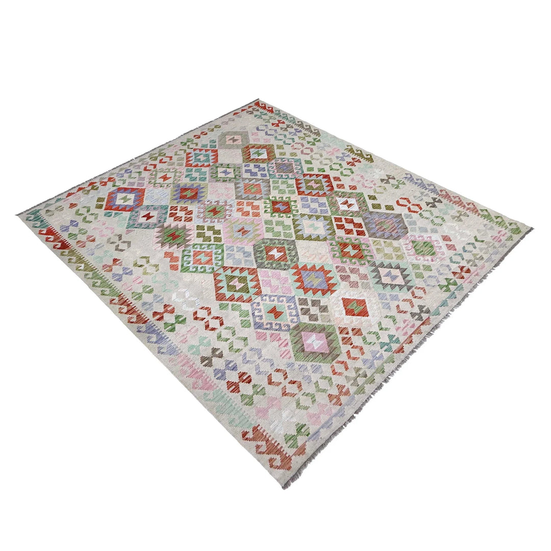 Afghan Kilim Rug 8' 0" x 9' 9" Flat-Weave | No. AL54142