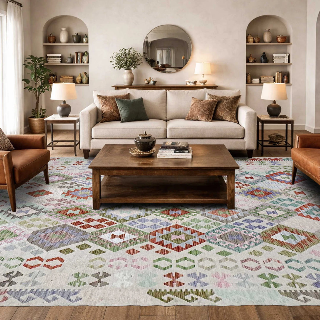 Afghan Kilim Rug 8' 0" x 9' 9" Flat-Weave | No. AL54142