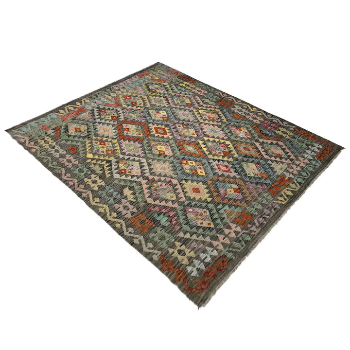 Afghan Vegetable Kilim Rug 6' 0" x 7' 8" Flat-Weave | No. AL541515