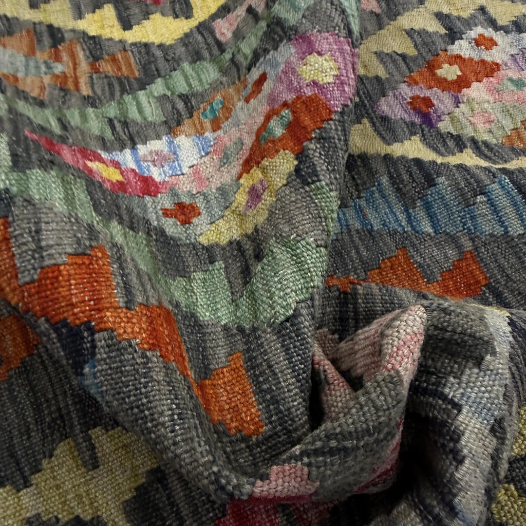 Afghan Vegetable Kilim Rug 6' 0" x 7' 8" Flat-Weave | No. AL541515
